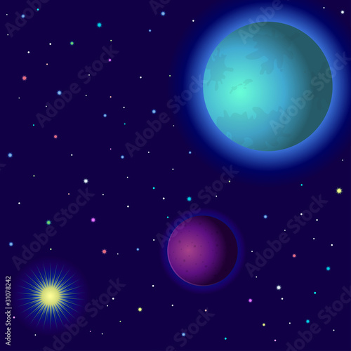 Space  planets and sun