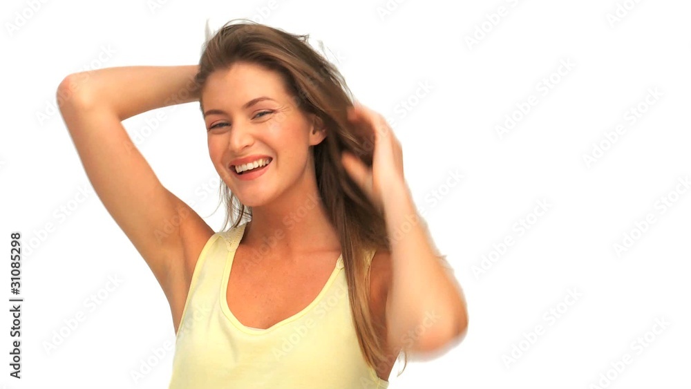 Beautiful woman smiling in front of the camera Beautiful woman smiling in front of the camera