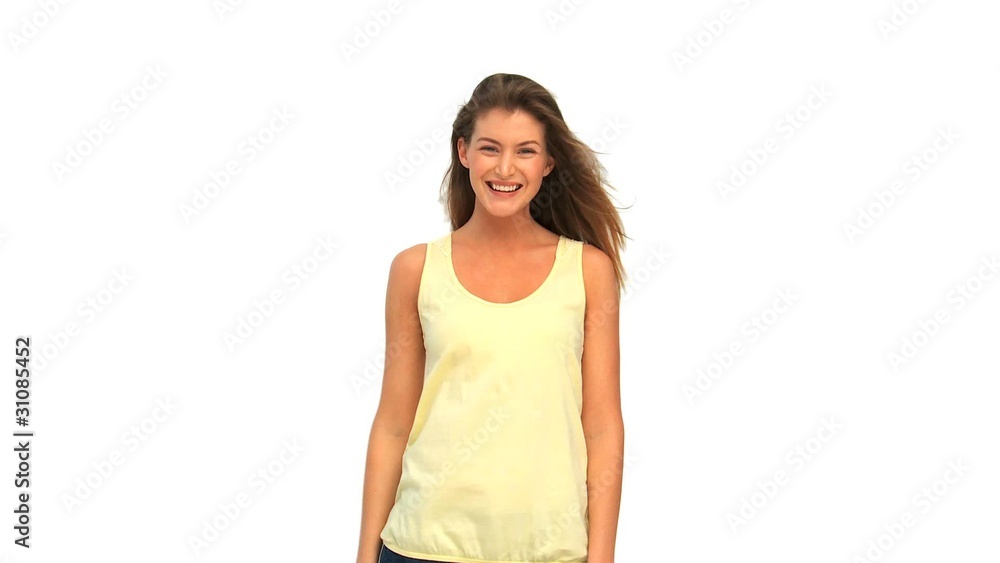 Beautiful woman smiling in front of the camera Beautiful woman smiling in front of the camera