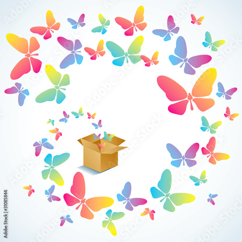 Open box and the butterfly
