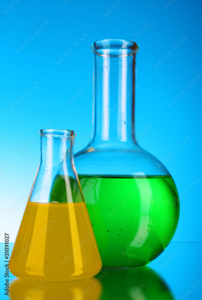 Laboratory glassware on black background Laboratory glassware on black background