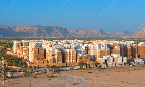 Panorama of Shibam, Hadhramaut province, Yemen photo
