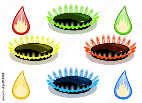 Colorful flame of gas
