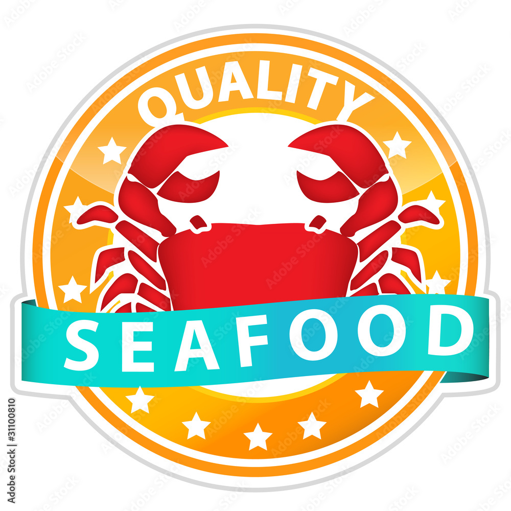 Obraz premium crab in seafood sign isolated on white background