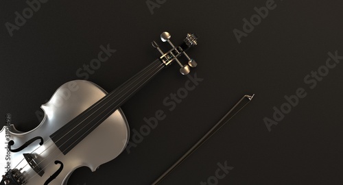 Silver Violin on dark background