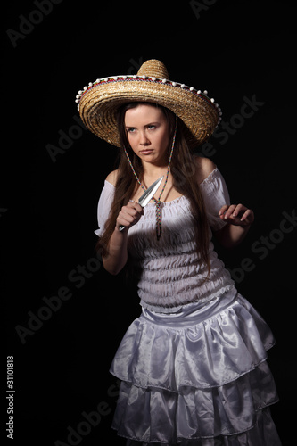 Mexican girl with a knife