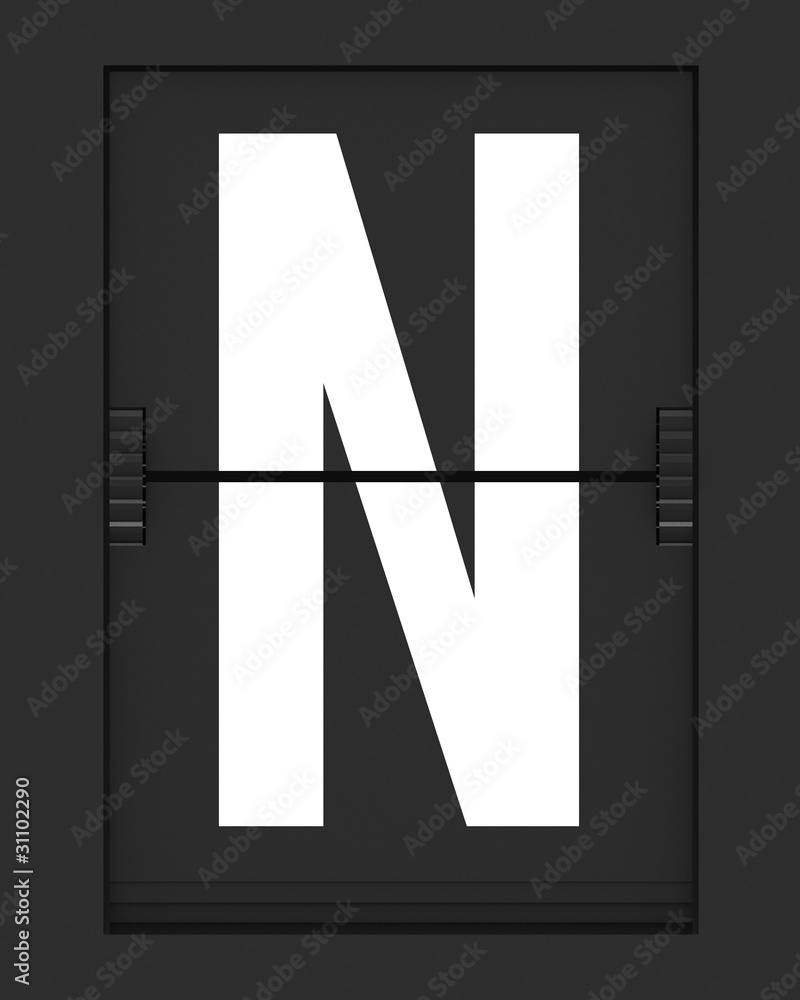 N Letter from mechanical timetable board N Letter from mechanical timetable board
