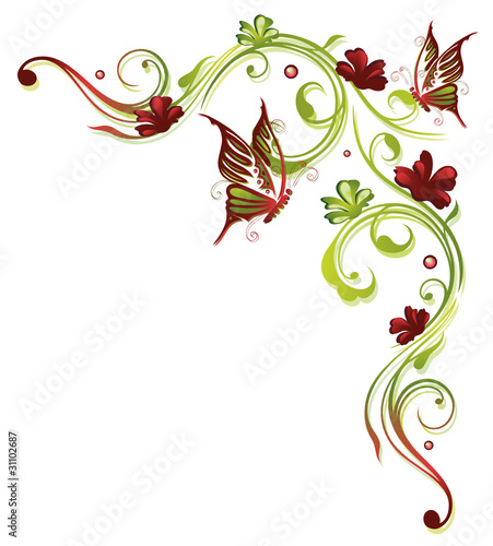 Ranke, Frühling, flora, Blumen, Blüten, filigran, grün, rot