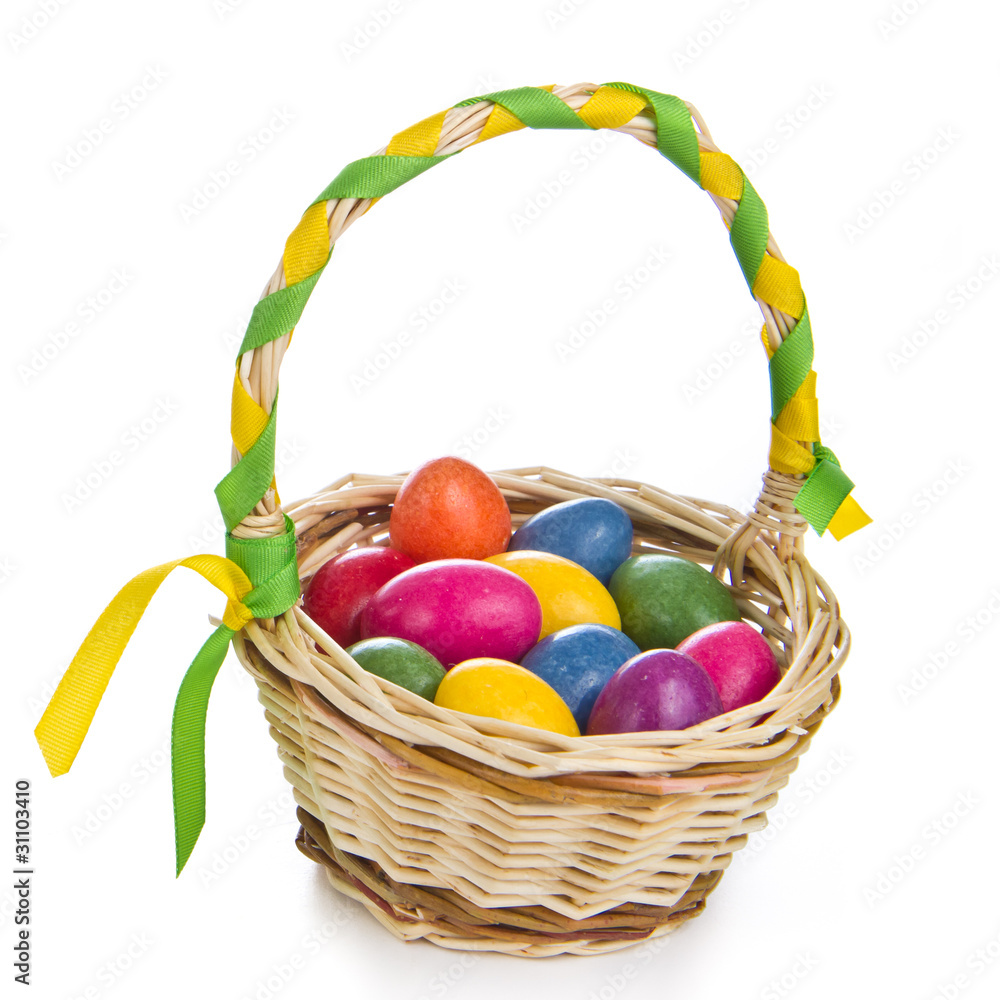 easter eggs in basket easter eggs in basket