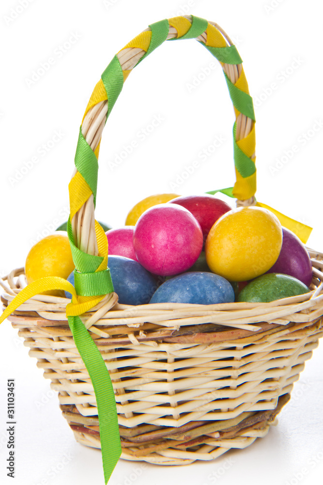easter eggs in basket easter eggs in basket