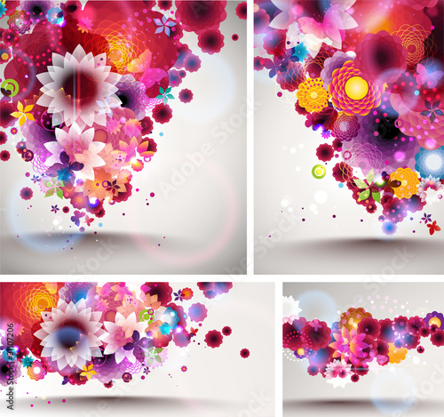 Flower spring Background set.