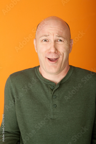 Obraz na plátně Bemused Bald Caucasian Man