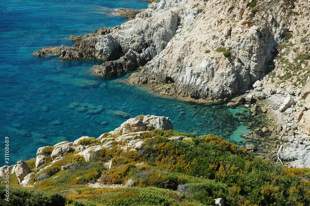 Rocky coastline in Corsica, France