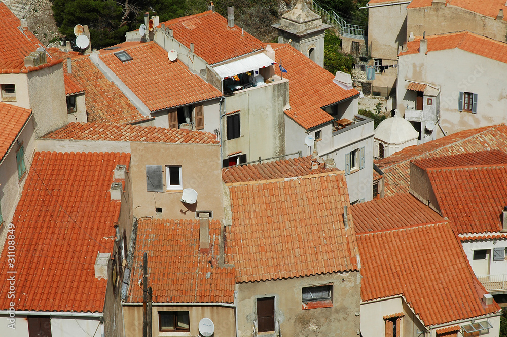 House roofs in Bonifacio, Corsica, France