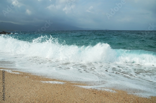 Waves in the Mediterranean sea from the Corsican seashore © salajean