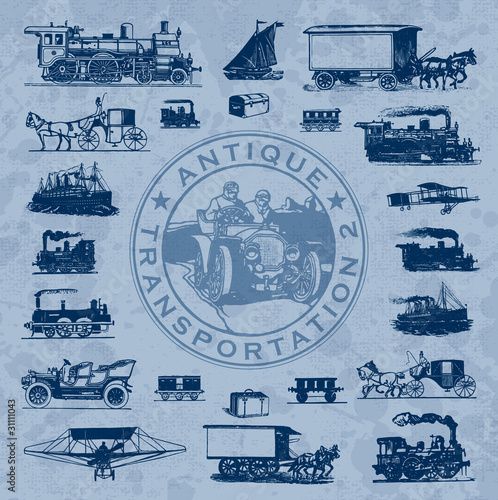 antique transportation set (vector)