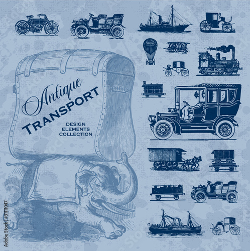 antique transportation set (vector)