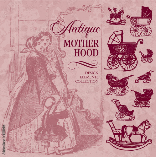 antique motherhood set (vector)