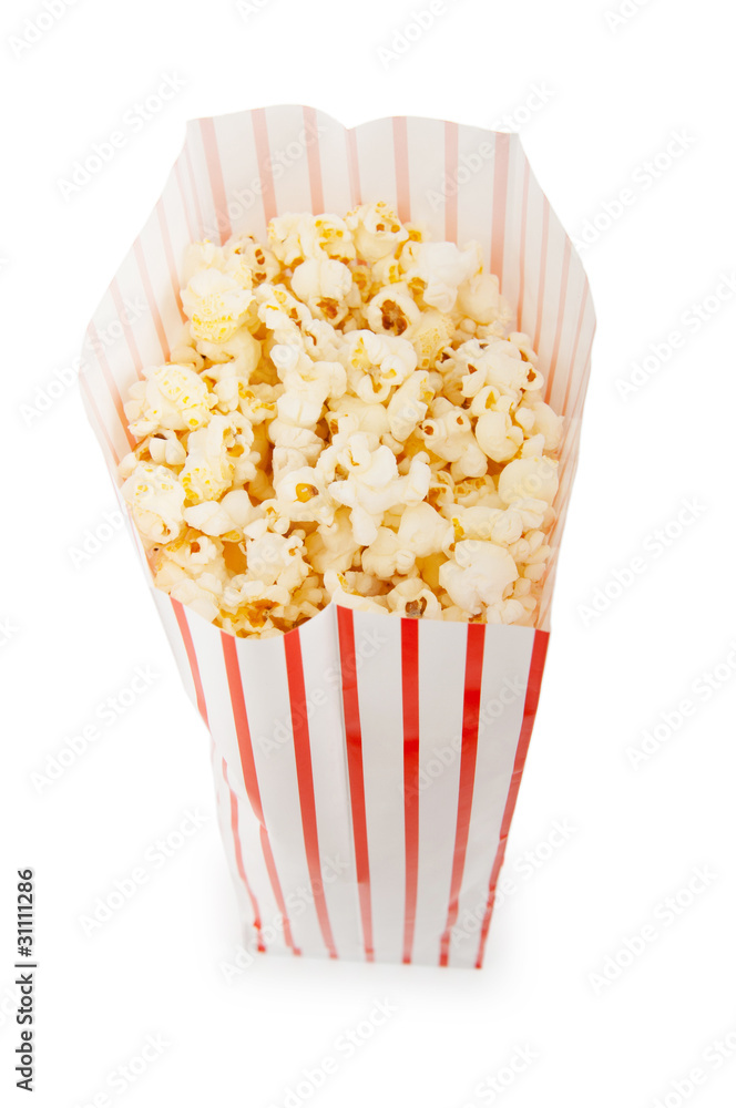 Popcorn bag isolated on the white background Popcorn bag isolated on the white background