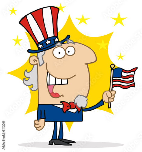 Cheery Uncle Sam In Front Of A Star
