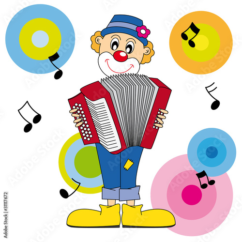 Payaso tocando el acordeón