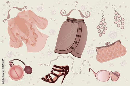 Collection of women fashion objects