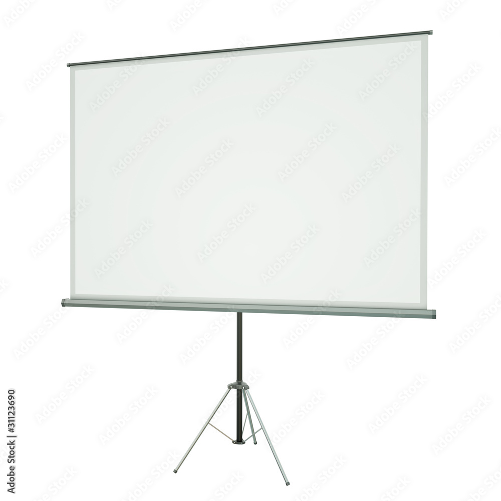 Blank portable projection screen over white background Blank portable projection screen over white background