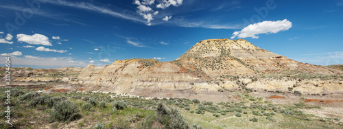 Panorama of badlands in Montana