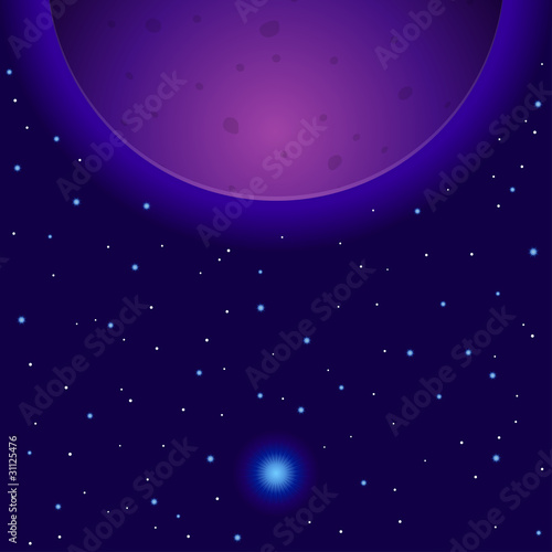 violet planet and sun