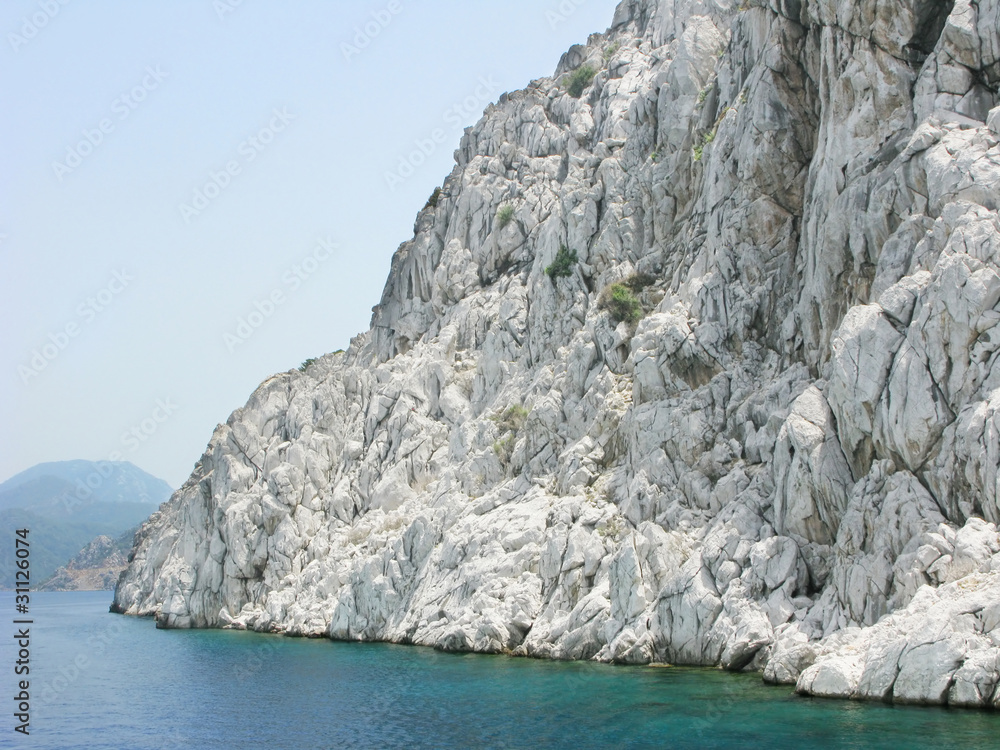 Fototapeta premium white high rocks in aegean sea