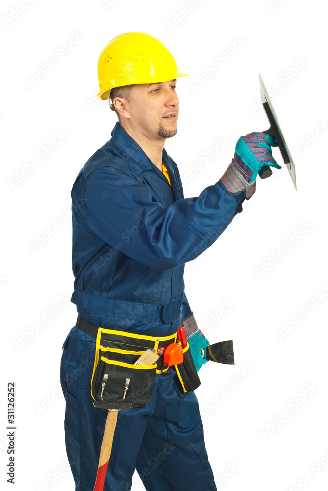 Constructor worker working with notched