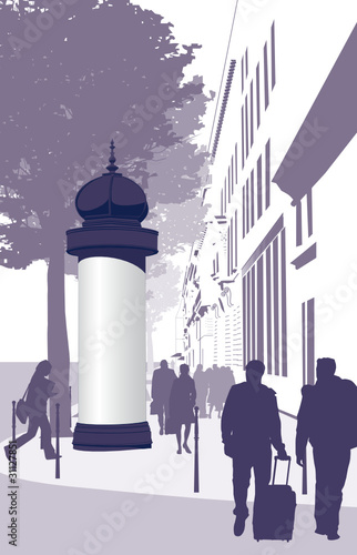 Rue parisienne - insertion publicitaire