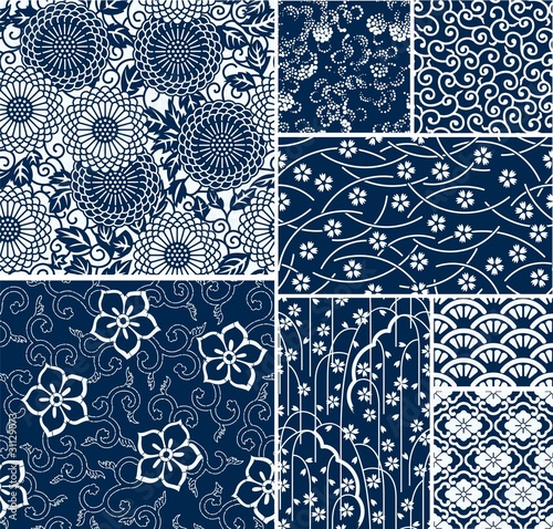 traditional japanese seamless vector patterns