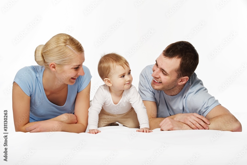 Happy family isolated on white background Happy family isolated on white background