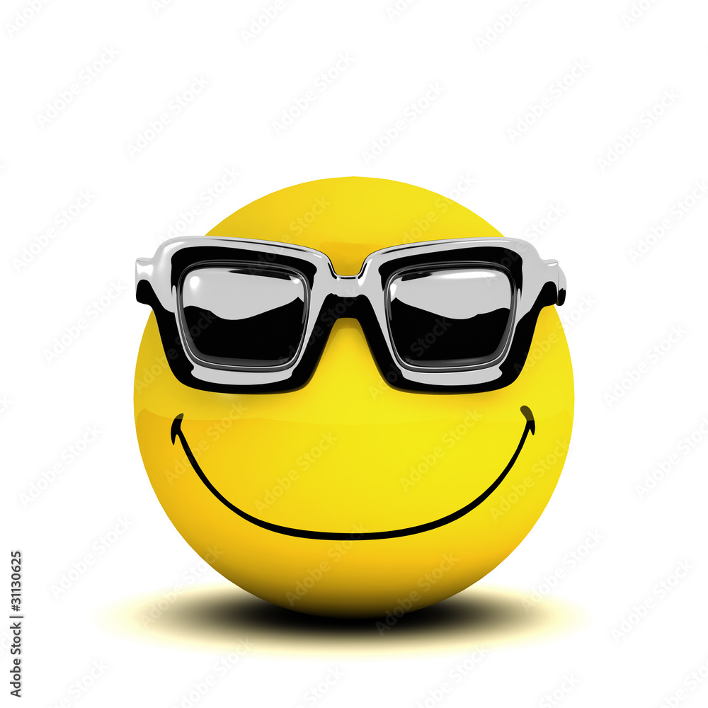 3d Smiley wears sunglasses in the summer 3d Smiley wears sunglasses in the summer