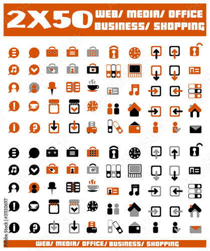 100 orange vector environmental icons and design-elements
