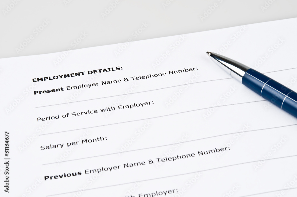 Employment details form Employment details form