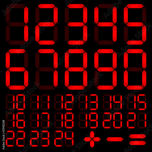 Digital Numbers Red