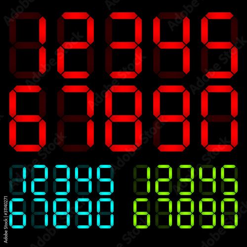 Digital Numbers Red/Blue/Green