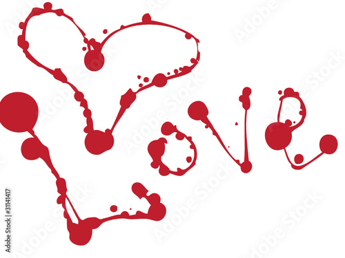 Love and red heart symbol of blots (J.Pollock style) photo