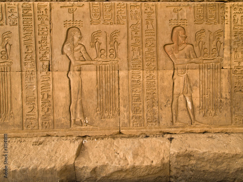 hieroglyphs in  Kom Ombo Temple
