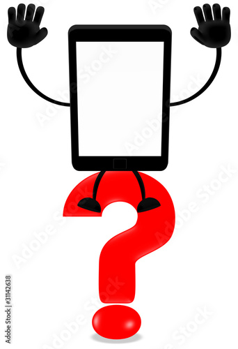 black smartphone - red ques...