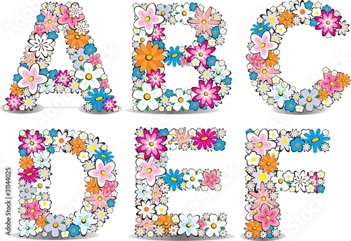 Vector flowers alphabet