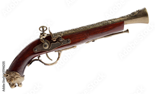 Photography Model of the old gun on the white background