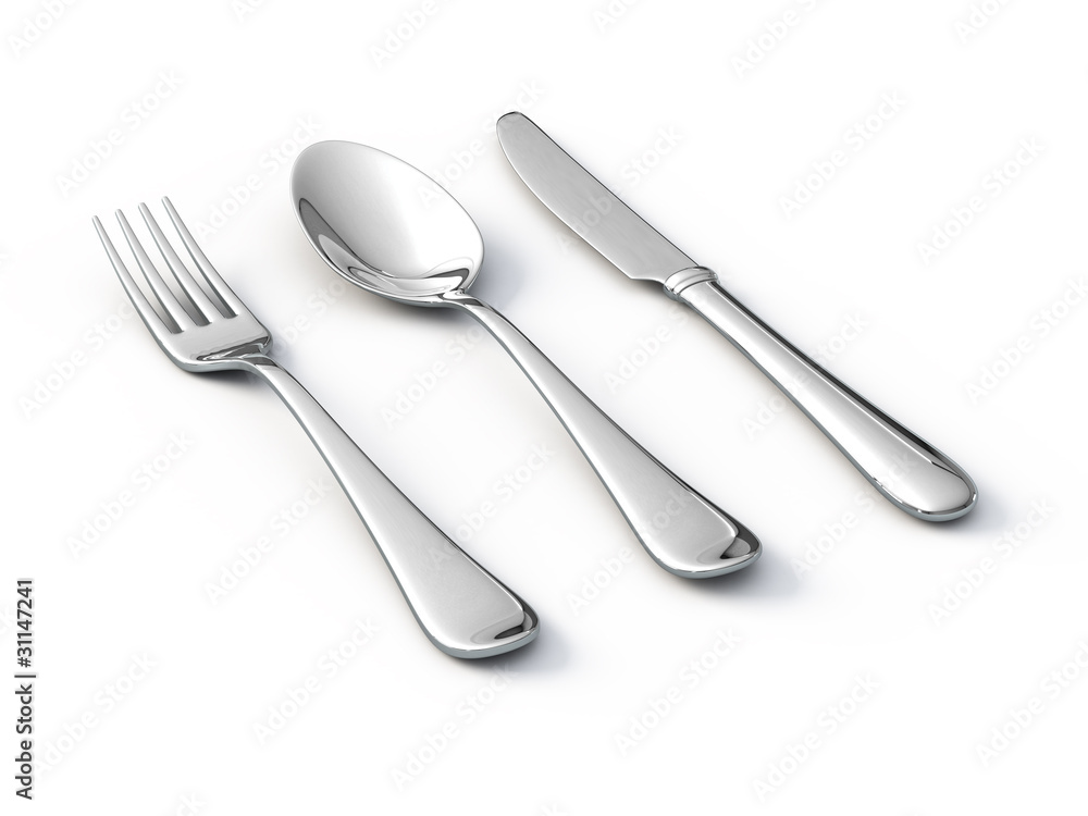 Fork spoon and knife isolated on white background Fork spoon and knife isolated on white background