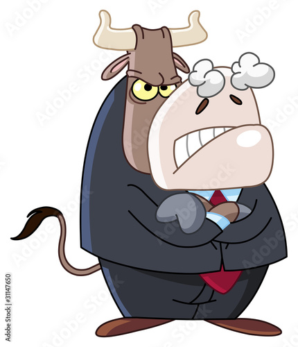 Angry business bull