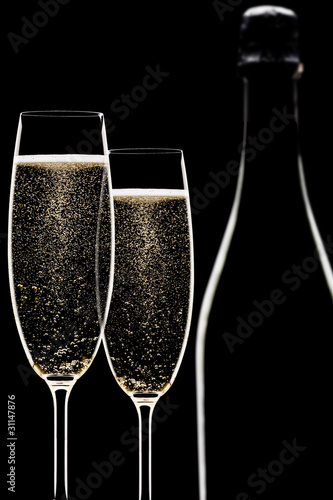 Backlit champagne flutes