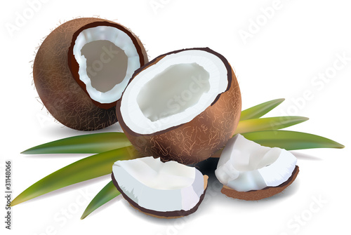 Coconut with leaves