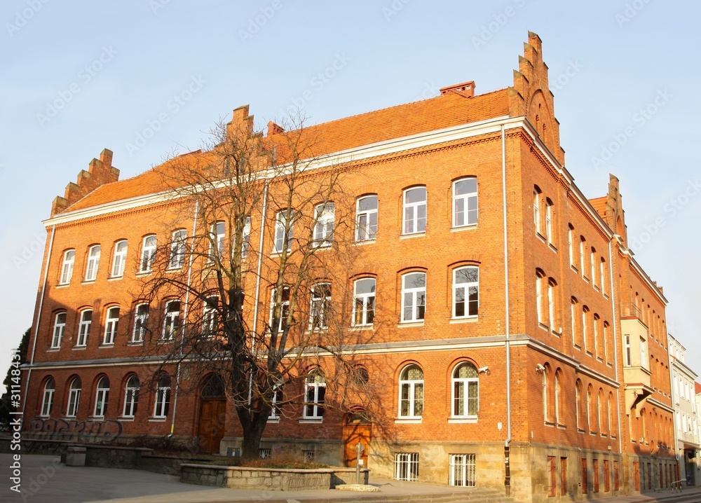 monumental old building of school in Jaslo