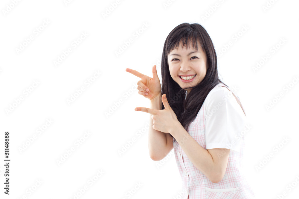 紹介する女性